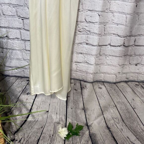 Silk Maison Washable Silk Plunging V-Neck High Slit Maxi MIDI Dress Cream XS New - Picture 5 of 15